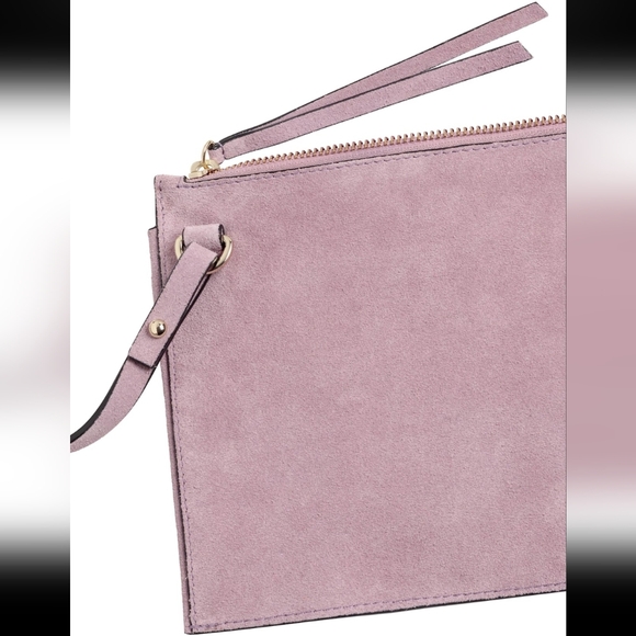 Vtg Real Suede H&M Premium line authentic Limited Ed lavender crossbody Purple - Picture 5 of 13